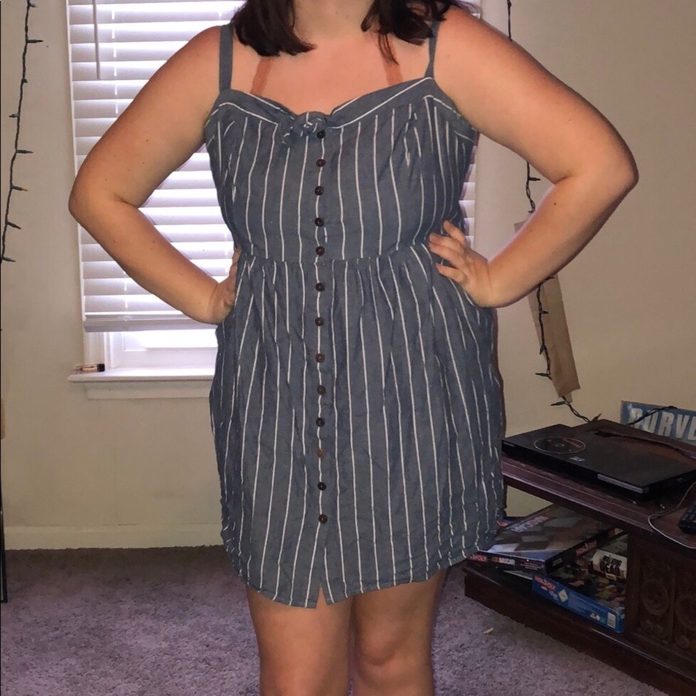 Blue and white striped sailor dress